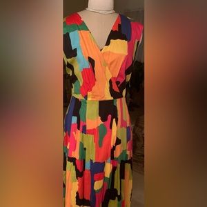 New York and Company Multi Color V Neck Dress